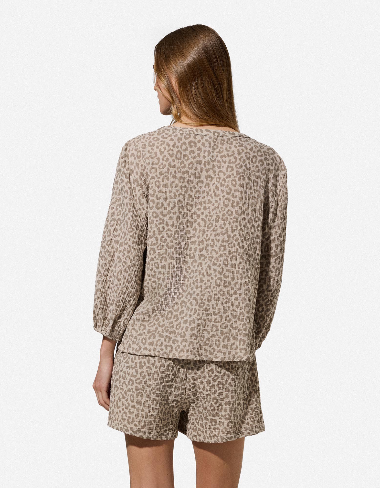 Blouse - Imprim&eacute; all-over - beige
