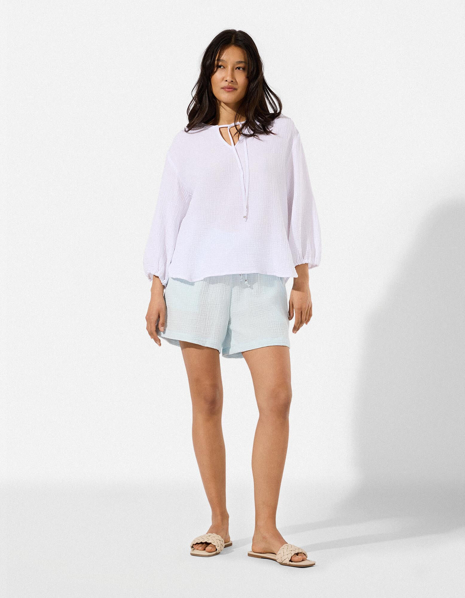 Bluse - Musselin - Wei&szlig;