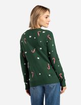 Pleteni pulover - Božić - zeleno