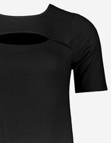 T-shirt - Viscose m&eacute;lang&eacute;e - Noir
