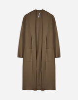 długi kardigan - naszyte kieszenie - ciemny zielony