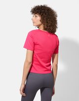 Cropped shirt - Geribde structuur - pink