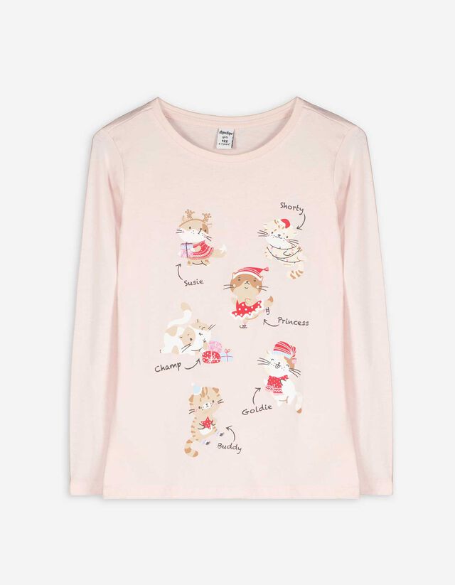 Langarmshirt - Frontprint - rosa