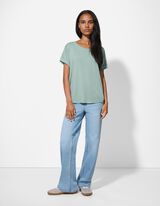 Tričko - Směs s viskózou - tyrkysova