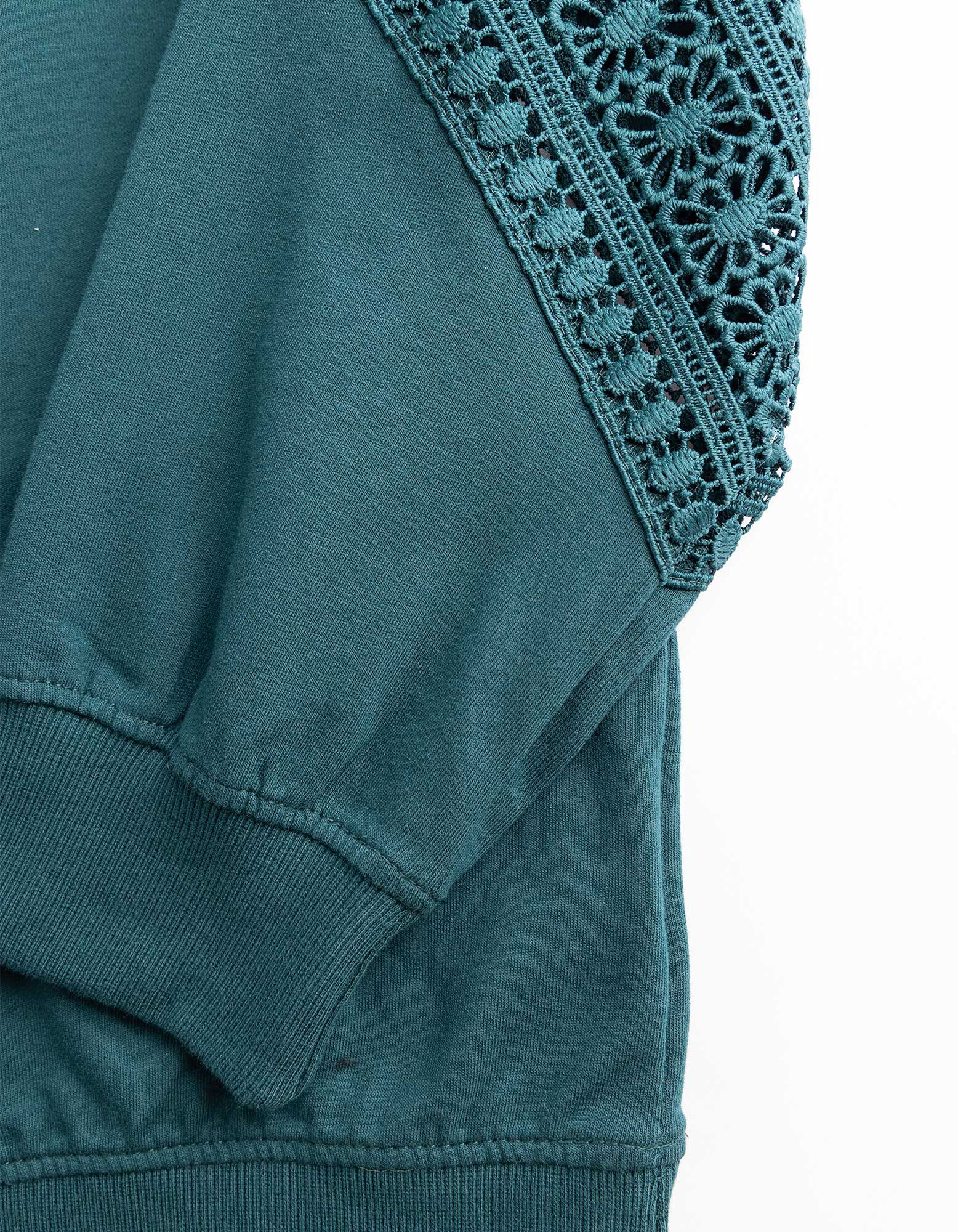 Sweatshirt - Metallic-Details - Petrol