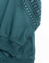 Sweatshirt - Metallic-Details - Petrol