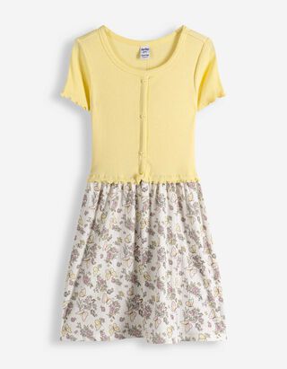 Robe - Imprim&eacute; all-over - Jaune clair