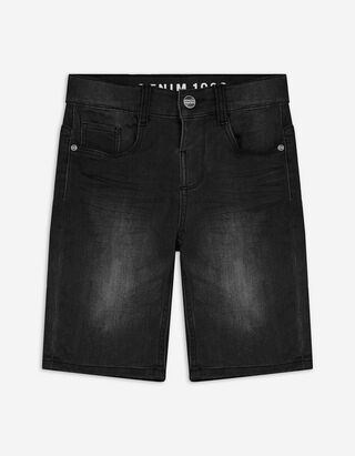 szorty dżinsowe - regulowany d&oacute;ł - czarny