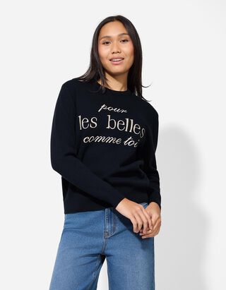 Trui - Borduursel - donkerblauw