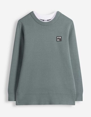 Pullover - Labelpatch - Gr&uuml;n