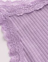 Top - Spitzenbesatz - Pink