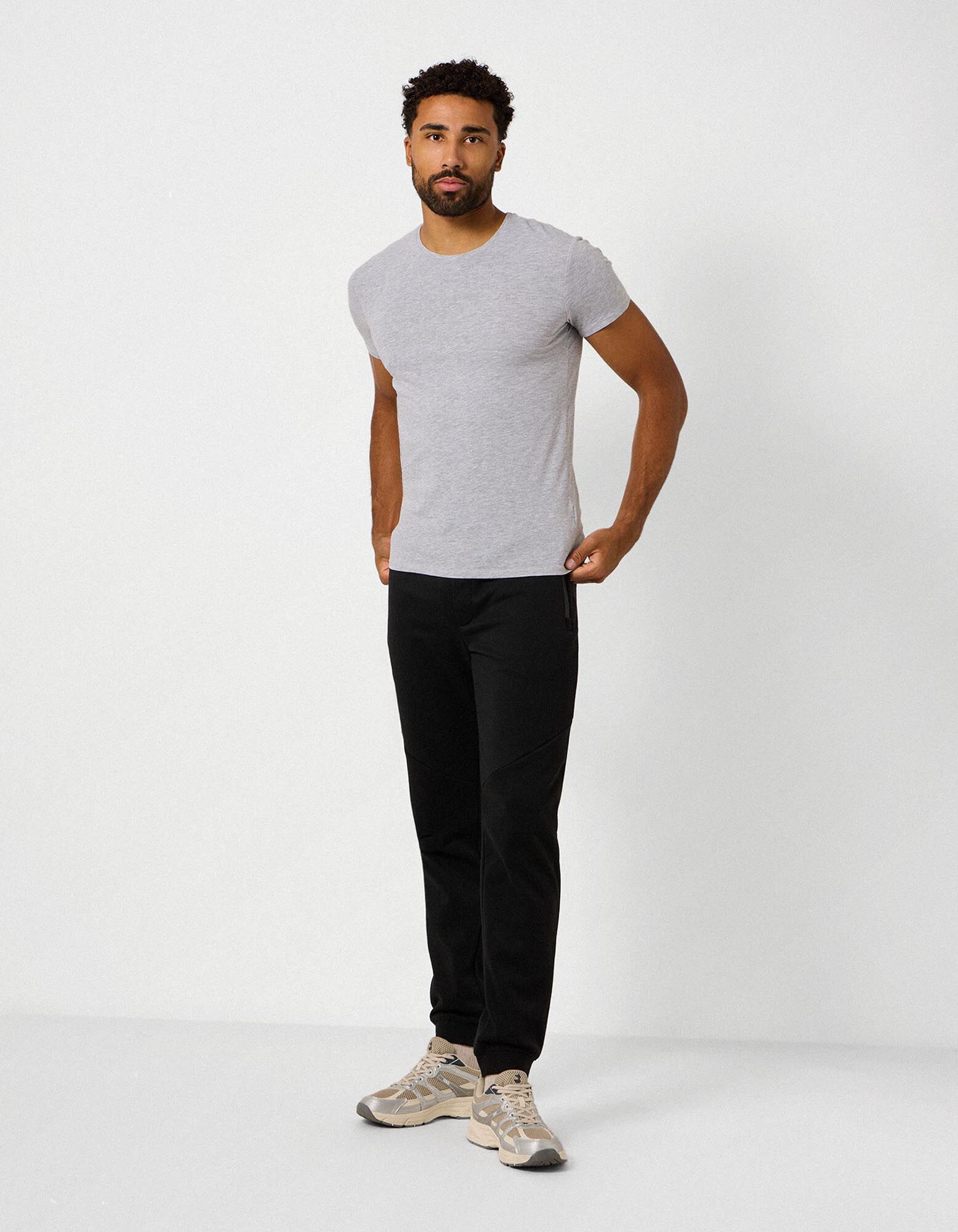 T-shirt - Teneur en stretch - gris clair 