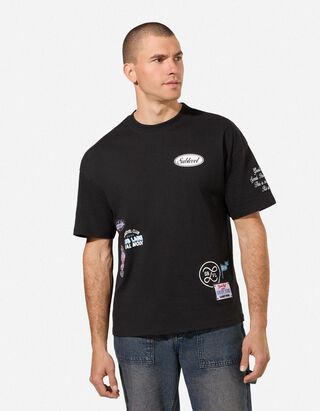 T-Shirt - Allover-Print - schwarz