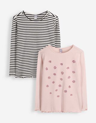 Langarmshirt - 2er-Pack - Rosa