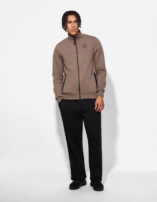 Sweatjacke - Stehkragen - hellbraun