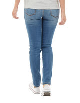 Damen Stone Washed Skinny Fit Jeans mit floraler Stickerei