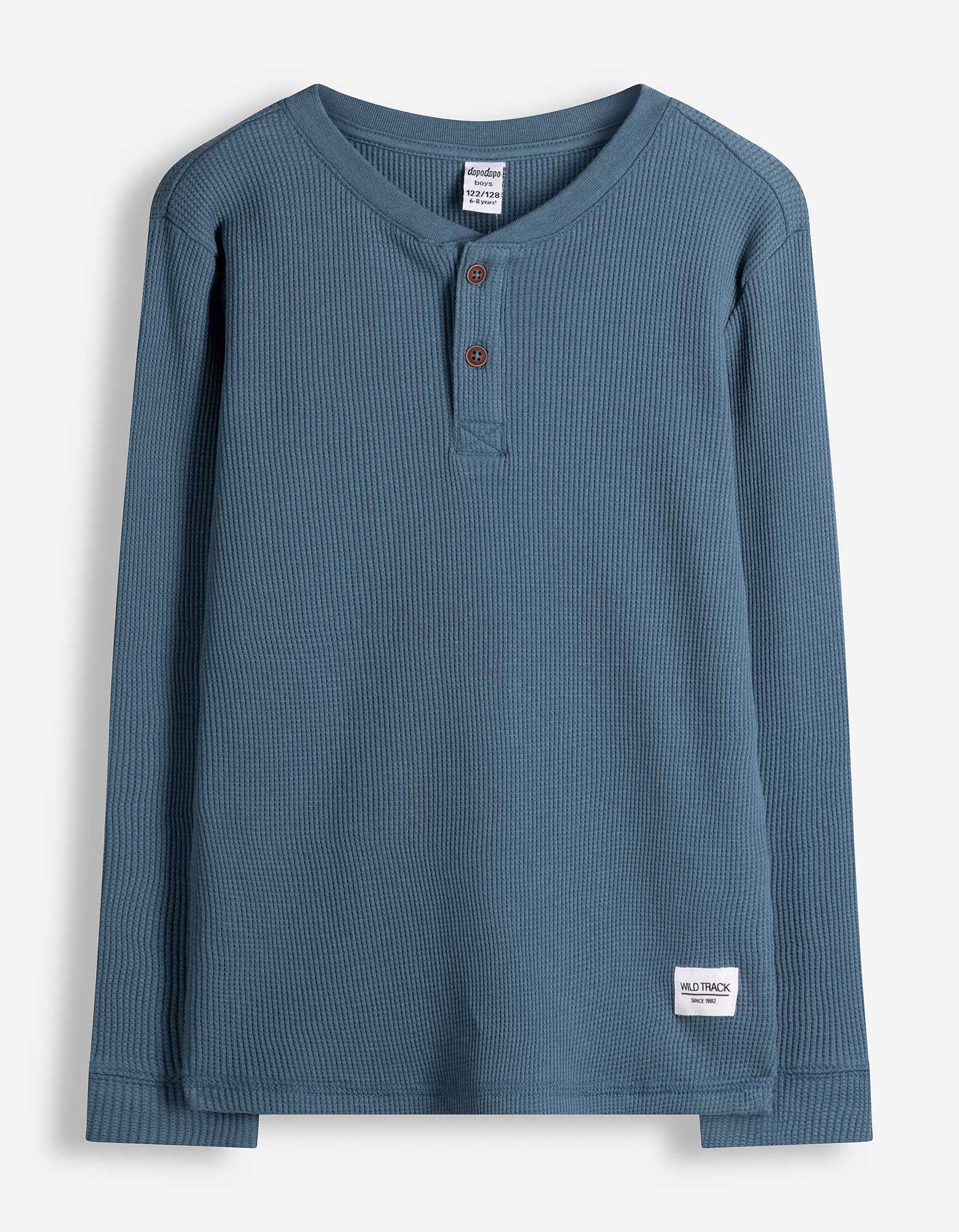 Langarmshirt - Waffelstruktur - blau