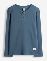 Langarmshirt - Waffelstruktur - blau