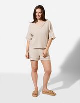 Blusenshirt - einfarbig - Beige
