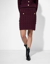 Pletená sukňa - tmavofialova