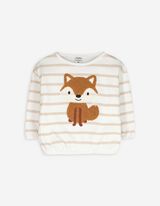 Sweatshirt - Frottee Application - weiß