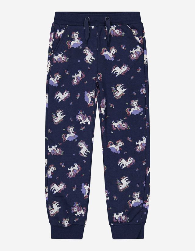Pantaloni jogging - Imprimeu allover - Albastru inchis