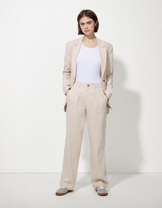 Hose - Leinen-Mix - beige