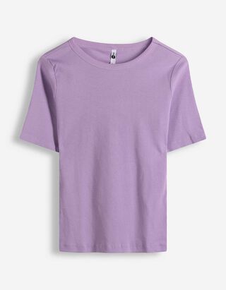 T-Shirt - Rippenstruktur - lila