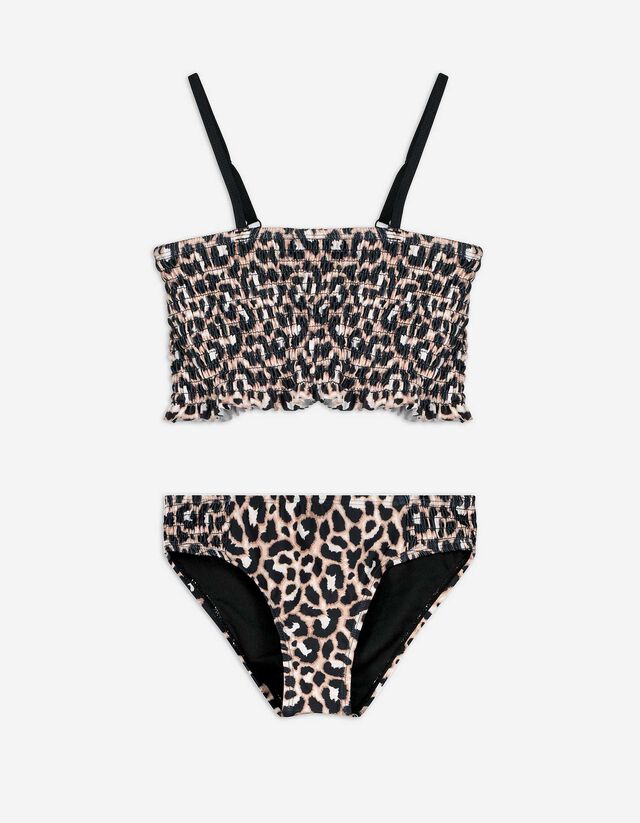 Set aus Bikinitop und Bikinislip - Leopardenmuster - weiß