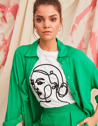 T-shirt - Application en 3D - blanc