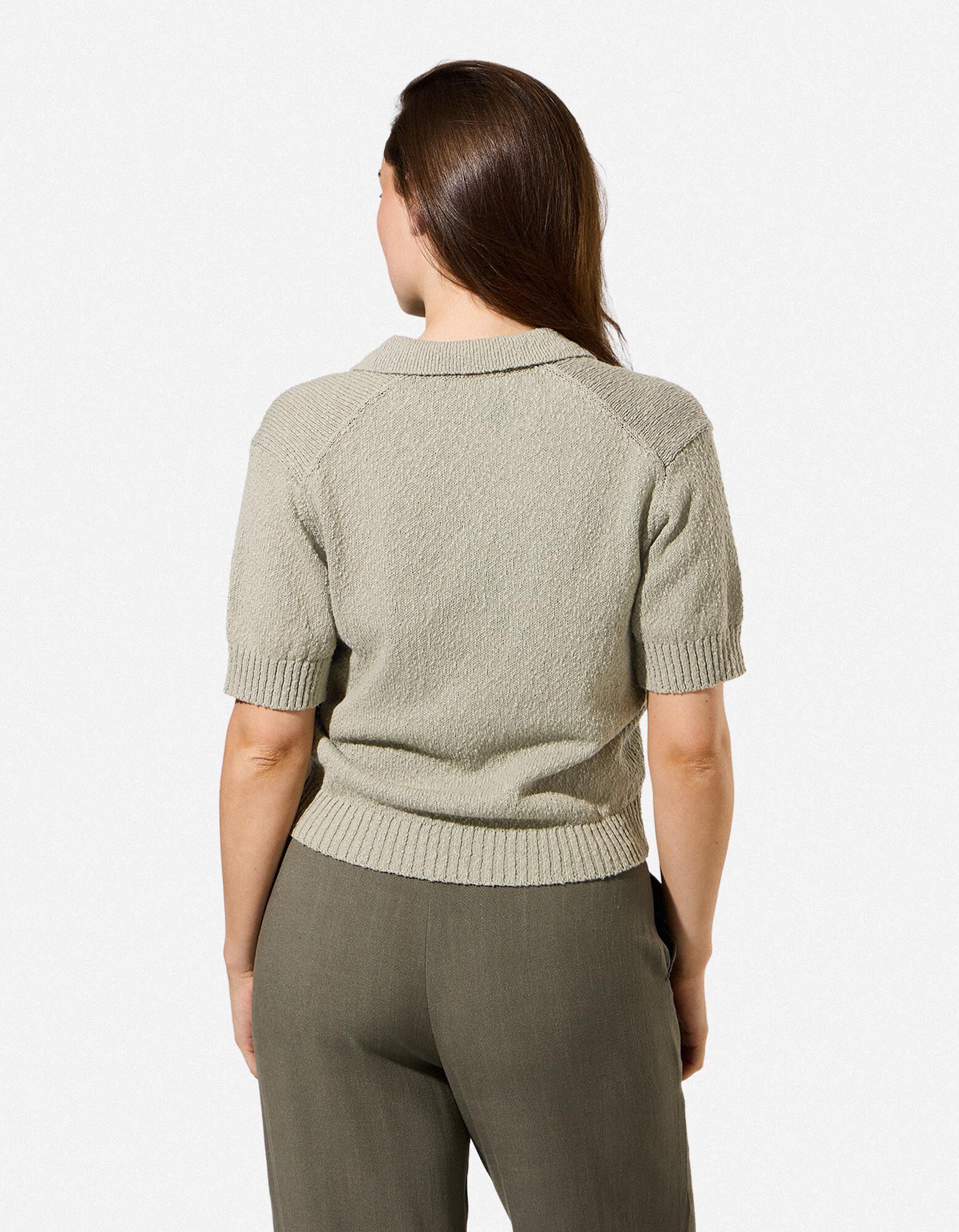 Strickpullover - Polokragen - Dunkelgr&uuml;n