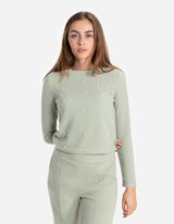 Kootud kampsun - p&auml;rlikaunistused - t&uuml;rkiissinine