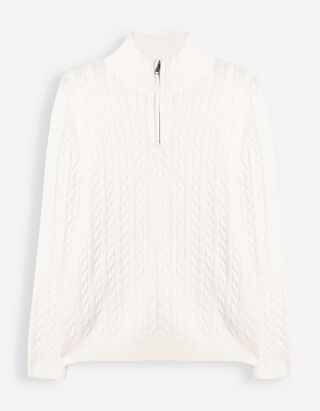 Troyer - Tricot torsad&eacute; - Blanc cass&eacute;
