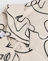 Camicia blusata - Stampa allover - bianco