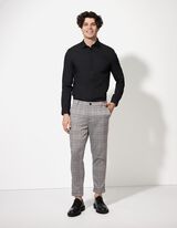 Chinohose - Glencheck - hellgrau