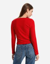 Cropped Camicia a maniche lunghe - A costine - rosso