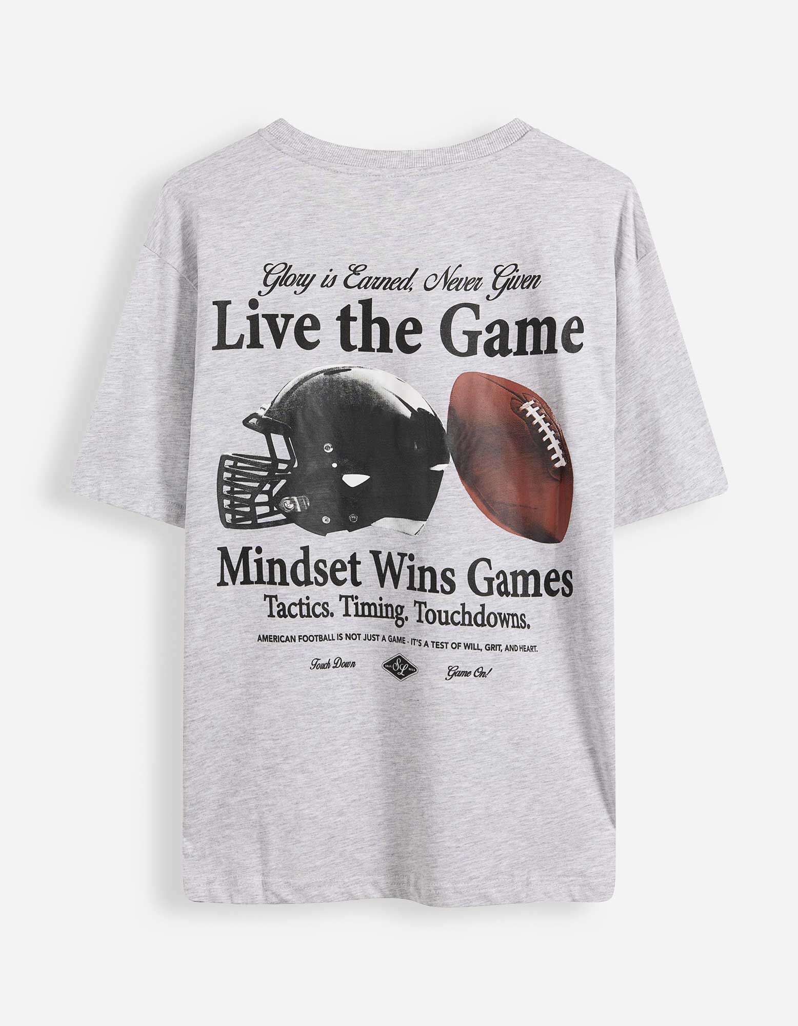 Tričko - Potisk na zadn&iacute; straně - Světle &scaron;ed&aacute;