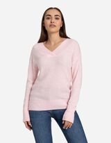 Pulóver - V-kivágás - rozsaszin