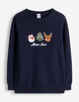 Strickpullover - Applikation - Dunkelblau