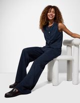 Pantaloni - Wide Fit - Albastru inchis