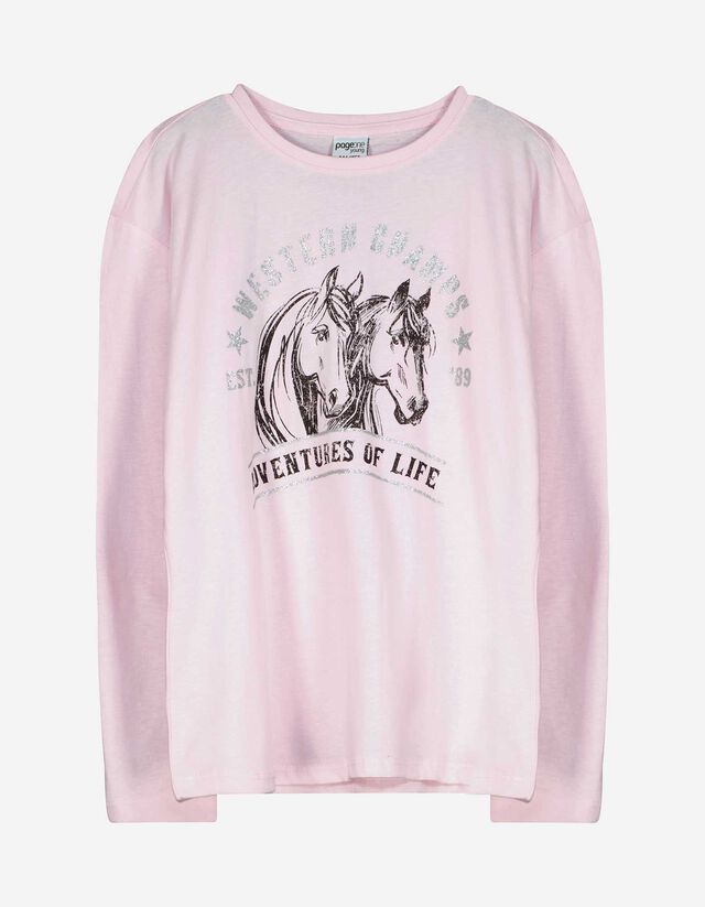 Langarmshirt - Print - rosa
