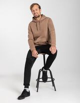 Pulover s kapuco - Me&scaron;anica bombaža - svetlo rjava