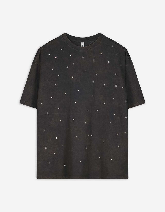 T-Shirt - Nietenbesatz - dunkelgrau