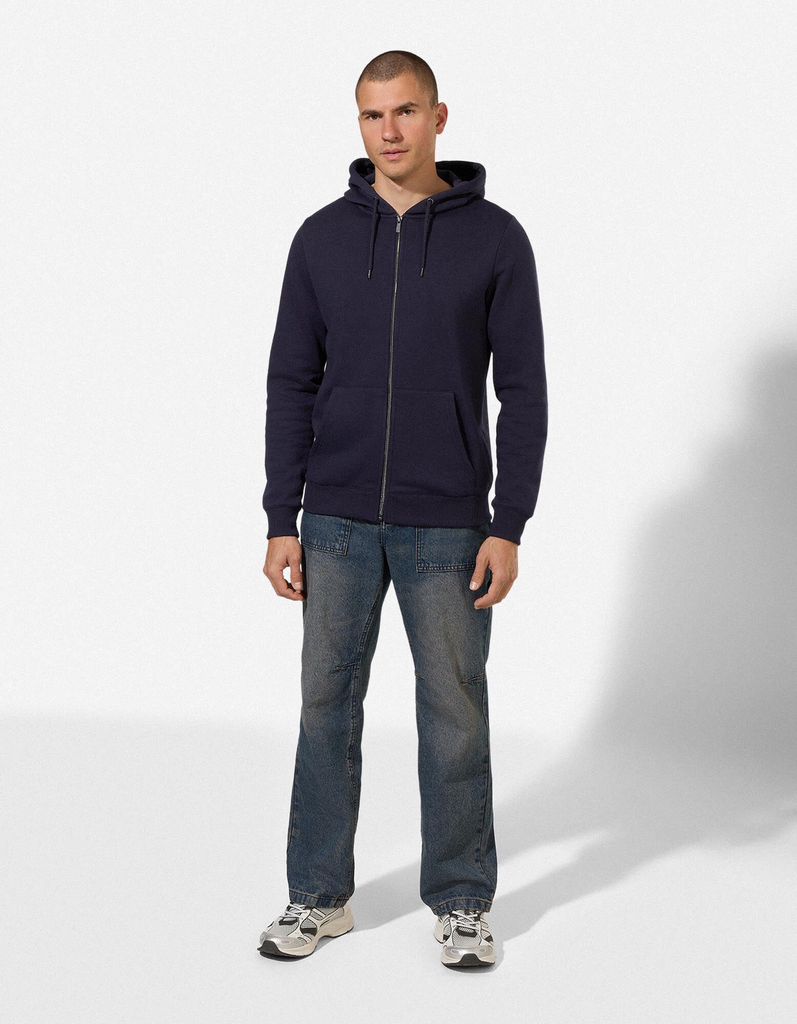 Sweatjacke - Baumwoll-Mix - Dunkelblau