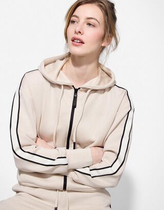 Sweatjacke - Galonstreifen - wei&szlig;