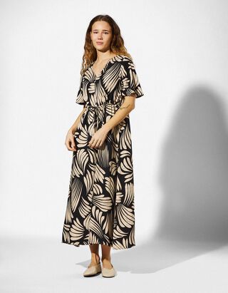 Kleid - Allover-Print - schwarz