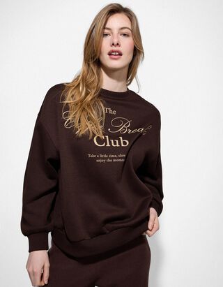 Sweatshirt - Frontprint - dunkelbraun