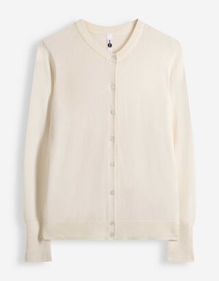 Strickjacke - Feinstrick - Wei&szlig;