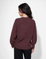 Gebreid vest - Opgestikte zakken - donkerlila