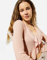 Cardigan - Pointelle - rosa